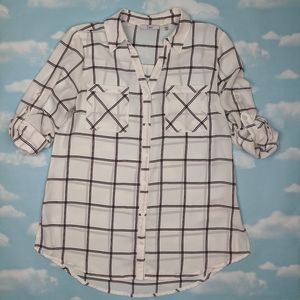 Windowpane plaid button down shirt